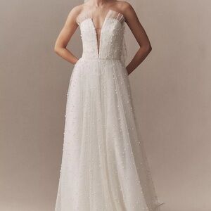 Theia Pacifica Pearl Beaded Tulle Wedding Gown